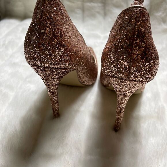 Just Fab Lousana Rose gold glitter slip on heels pointed toe size 9.5 - Picture 3 of 11
